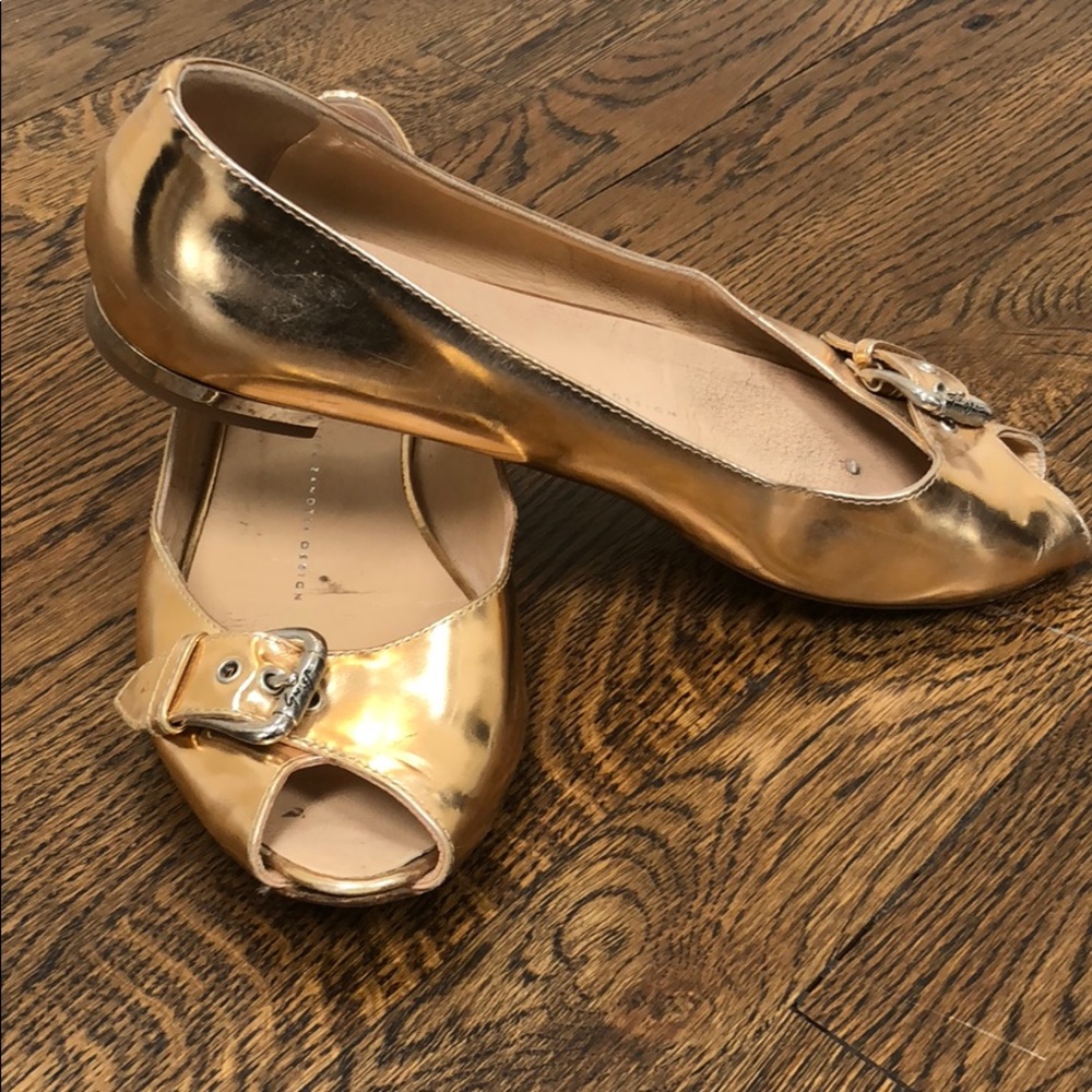 Giuseppe Zanotti rose gold metallic flats sz 37